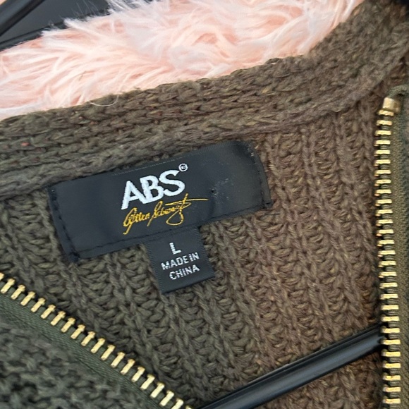 ABS Allen Schwartz Woman’s Large Long-Sleeve Zip-Up Green Knit Pull-Over Sweater - Picture 9 of 9